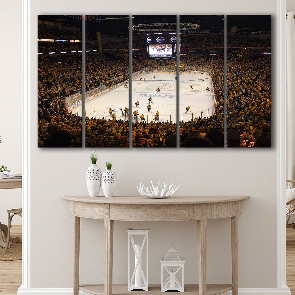 Nashville Predators Stadium Canvas Prints Bridgestone Arena Wall Art Hockey,Multi Panels B,Sport Stadium Art Prints, Fan Gift