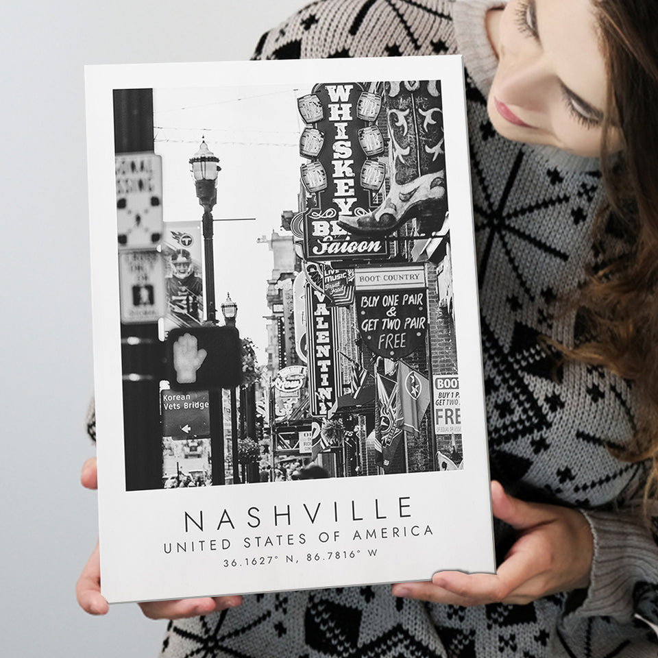 Nashville Usa 1 Black And White Art Canvas Prints Wall Art Home Decor
