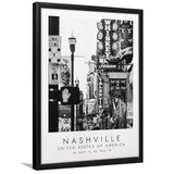 Nashville Usa 1 Black And White Art Framed Art Prints Wall Art Decor, Framed Picture