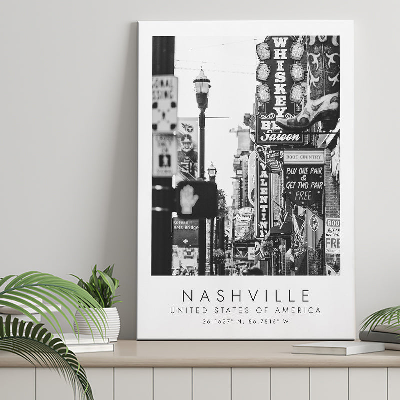 Nashville Usa 1 Black And White Art Canvas Prints Wall Art Home Decor