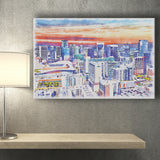 Nashville Watercolor Nashville Tennessee, Sport Art Prints Fan Gift, Canvas Prints Wall Art Decor