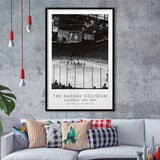 Nassau Coliseum New York Islanders Ice Hockey Lovers Black And White Art Framed Art Prints Wall Art Decor, Framed Picture