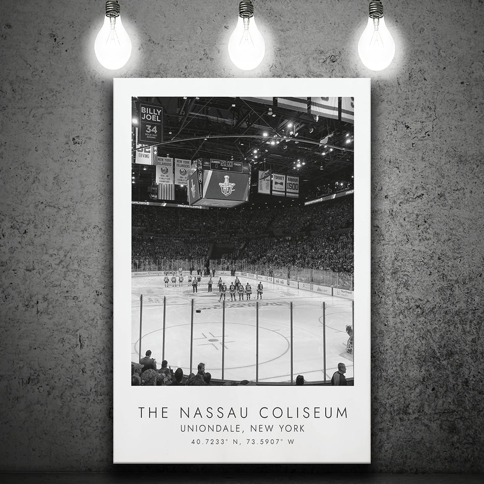 Nassau Coliseum New York Islanders Ice Hockey Lovers Black And White Art Canvas Prints Wall Art Home Decor