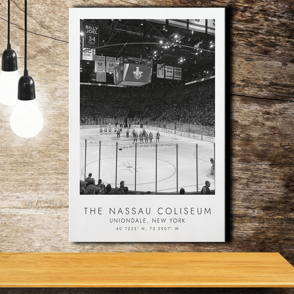 Nassau Coliseum New York Islanders Ice Hockey Lovers Black And White Art Canvas Prints Wall Art Home Decor