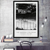 Nassau Coliseum New York Islanders Ice Hockey Lovers Black And White Art Framed Art Prints Wall Art Decor, Framed Picture
