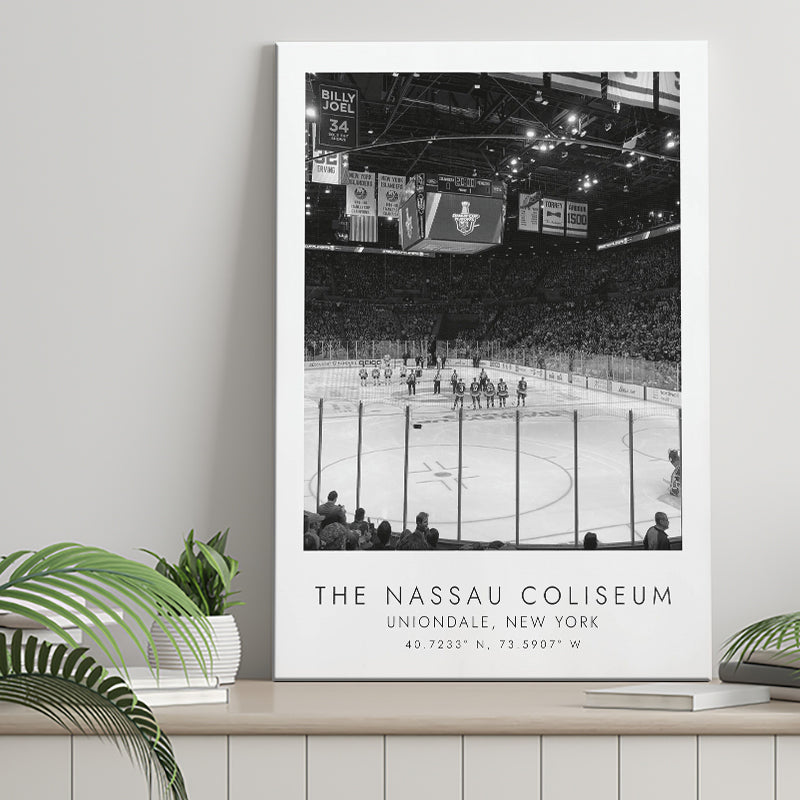 Nassau Coliseum New York Islanders Ice Hockey Lovers Black And White Art Canvas Prints Wall Art Home Decor