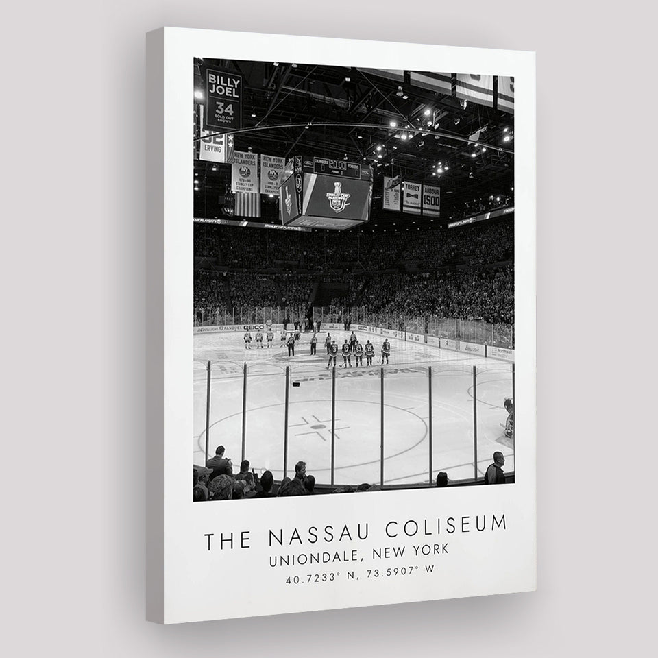 Nassau Coliseum New York Islanders Ice Hockey Lovers Black And White Art Canvas Prints Wall Art Home Decor