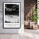 Nassau Coliseum New York Islanders Ice Hockey Lovers Black And White Framed Canvas Prints Wall Art Home Decor, Floating Frame