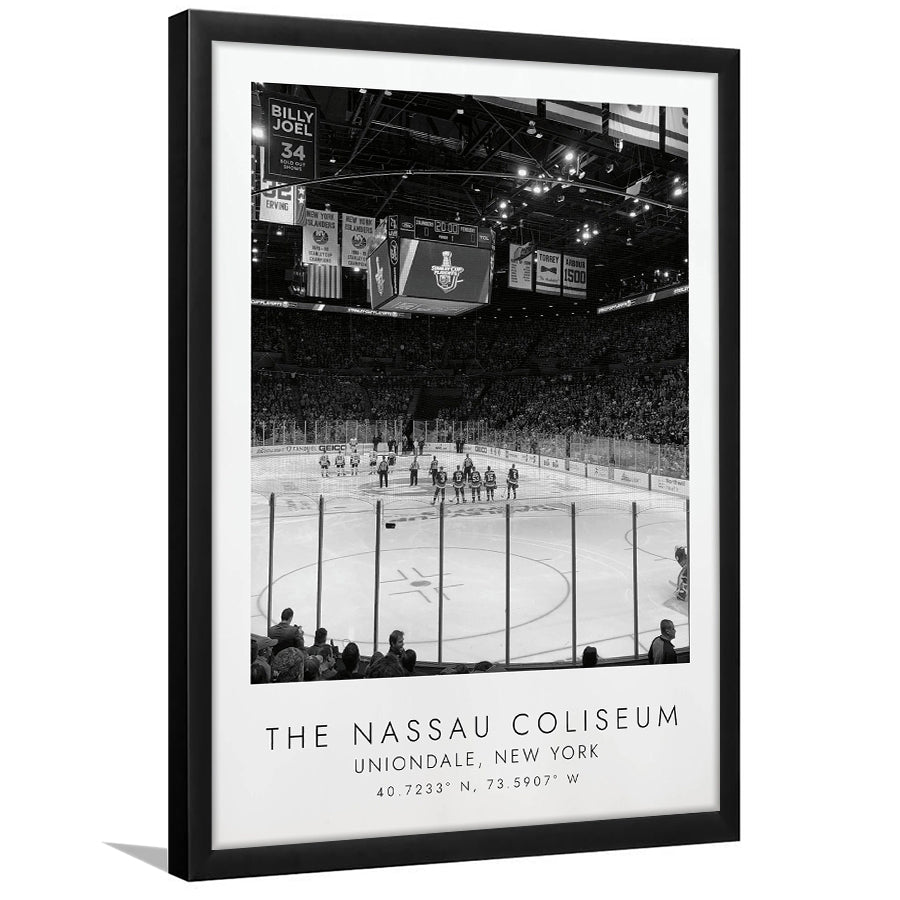 Nassau Coliseum New York Islanders Ice Hockey Lovers Black And White Art Framed Art Prints Wall Art Decor, Framed Picture