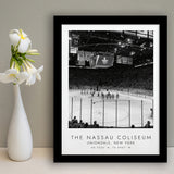 Nassau Coliseum New York Islanders Ice Hockey Lovers Black And White Art Framed Art Prints Wall Art Decor, Framed Picture
