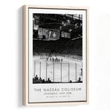Nassau Coliseum New York Islanders Ice Hockey Lovers Black And White Framed Canvas Prints Wall Art Home Decor, Floating Frame