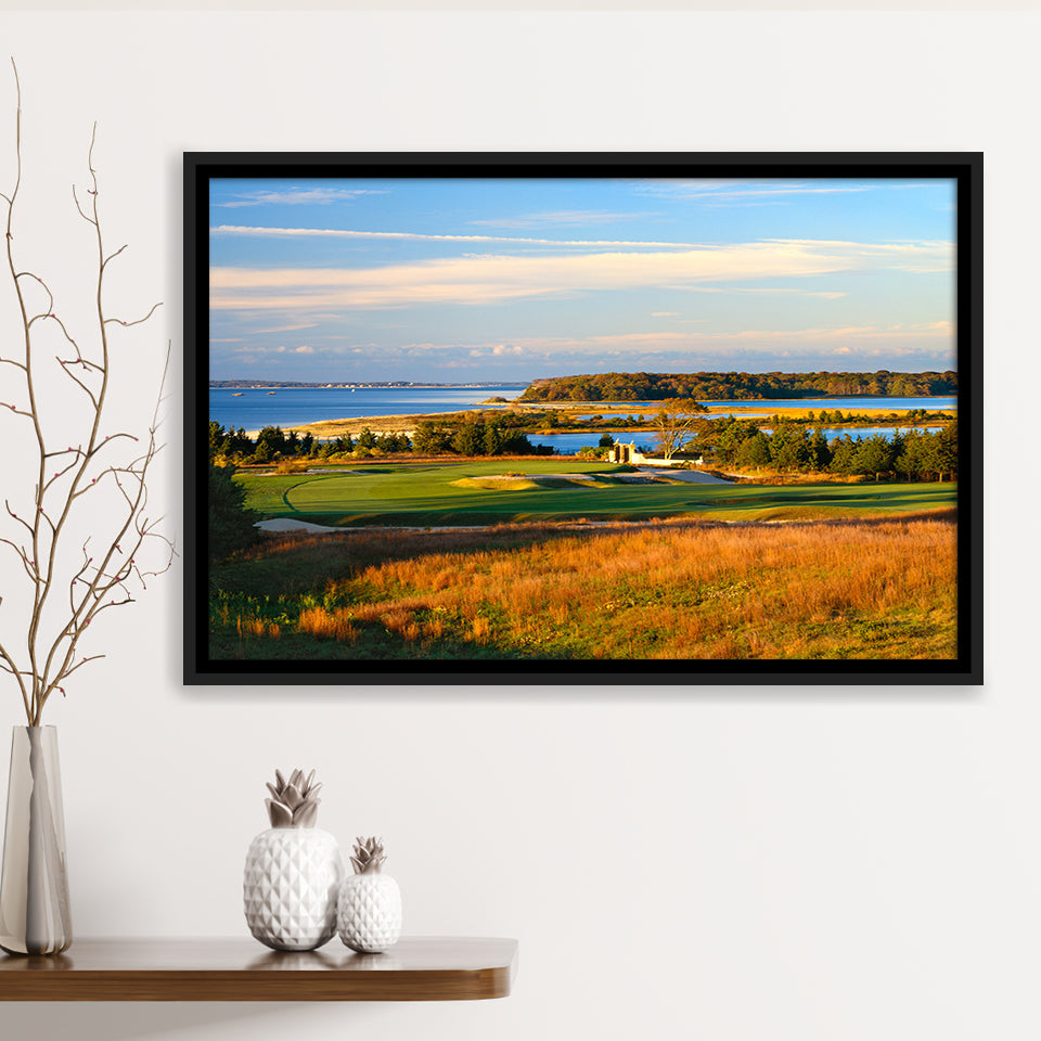 National Golf Links Of America Hole 17, Southampton, New York, Golf Art Print, Framed Canvas Prints Wall Art Decor, Floating Frame