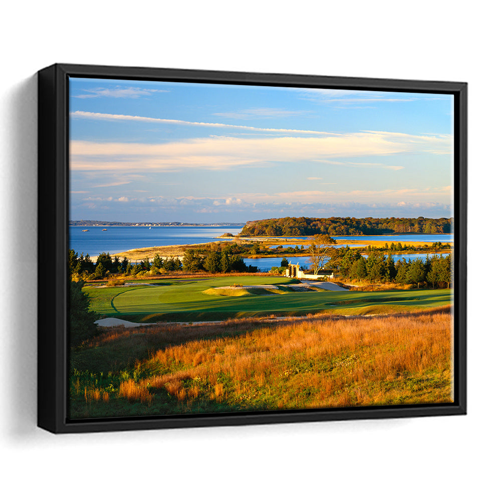 National Golf Links Of America Hole 17, Southampton, New York, Golf Art Print, Framed Canvas Prints Wall Art Decor, Floating Frame