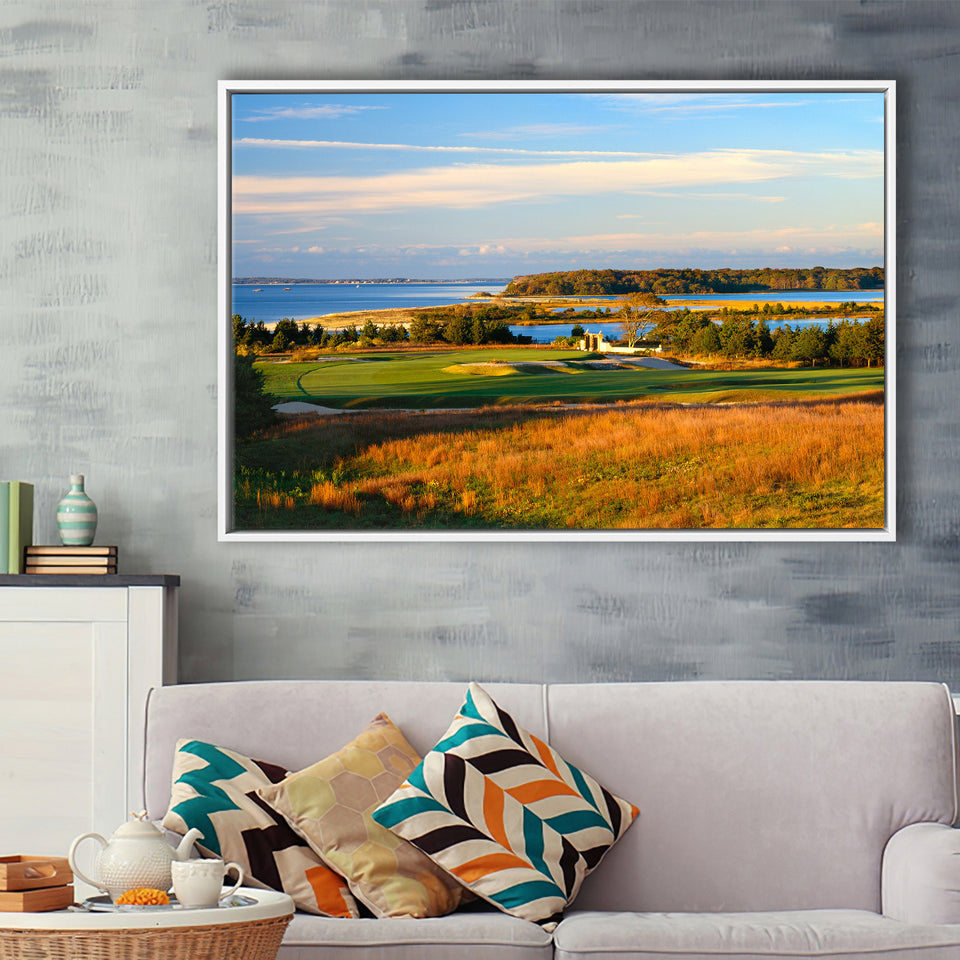 National Golf Links Of America Hole 17, Southampton, New York, Golf Art Print, Framed Canvas Prints Wall Art Decor, Floating Frame