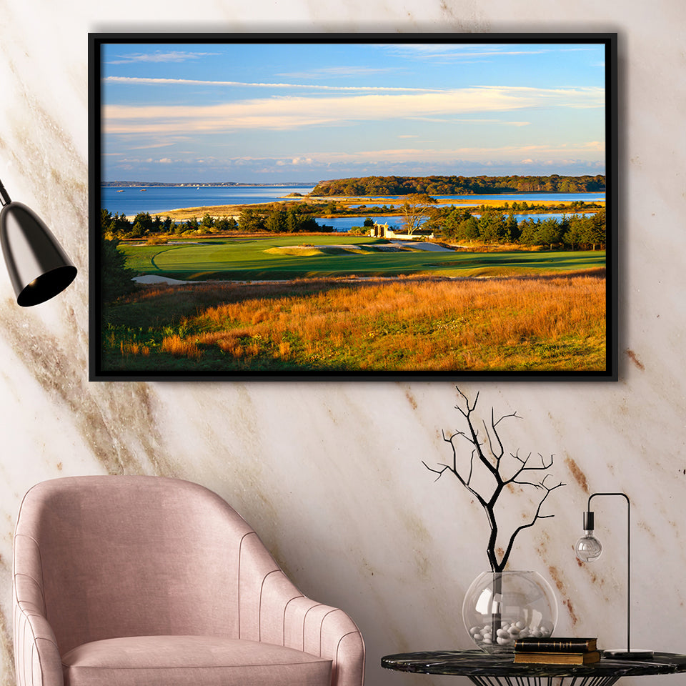 National Golf Links Of America Hole 17, Southampton, New York, Golf Art Print, Framed Canvas Prints Wall Art Decor, Floating Frame