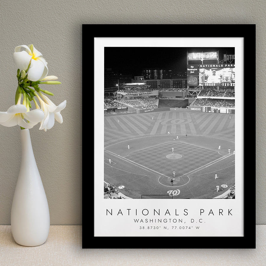 Nationals Park Washington Nationals Baseball Lovers Black And White Art Framed Art Prints Wall Art Decor, Framed Picture