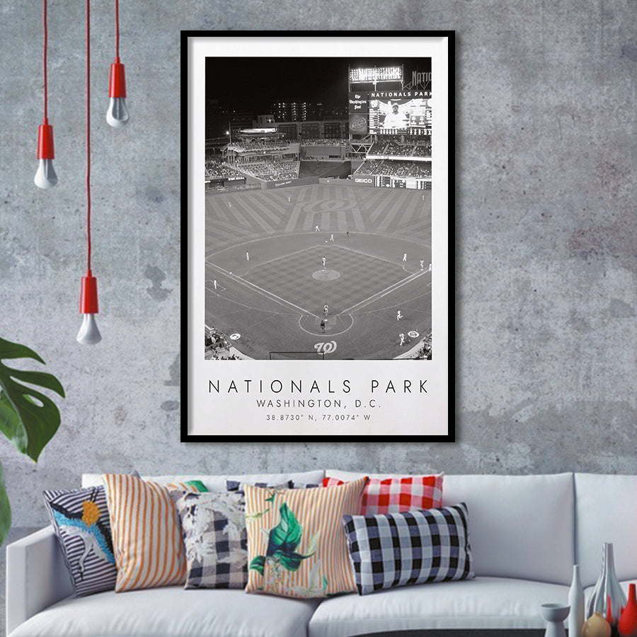 Nationals Park Washington Nationals Baseball Lovers Black And White Art Framed Art Prints Wall Art Decor, Framed Picture