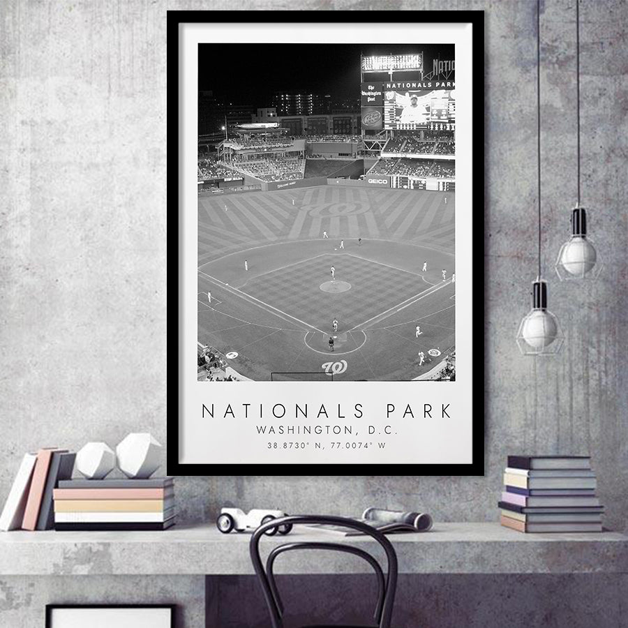 Nationals Park Washington Nationals Baseball Lovers Black And White Art Framed Art Prints Wall Art Decor, Framed Picture