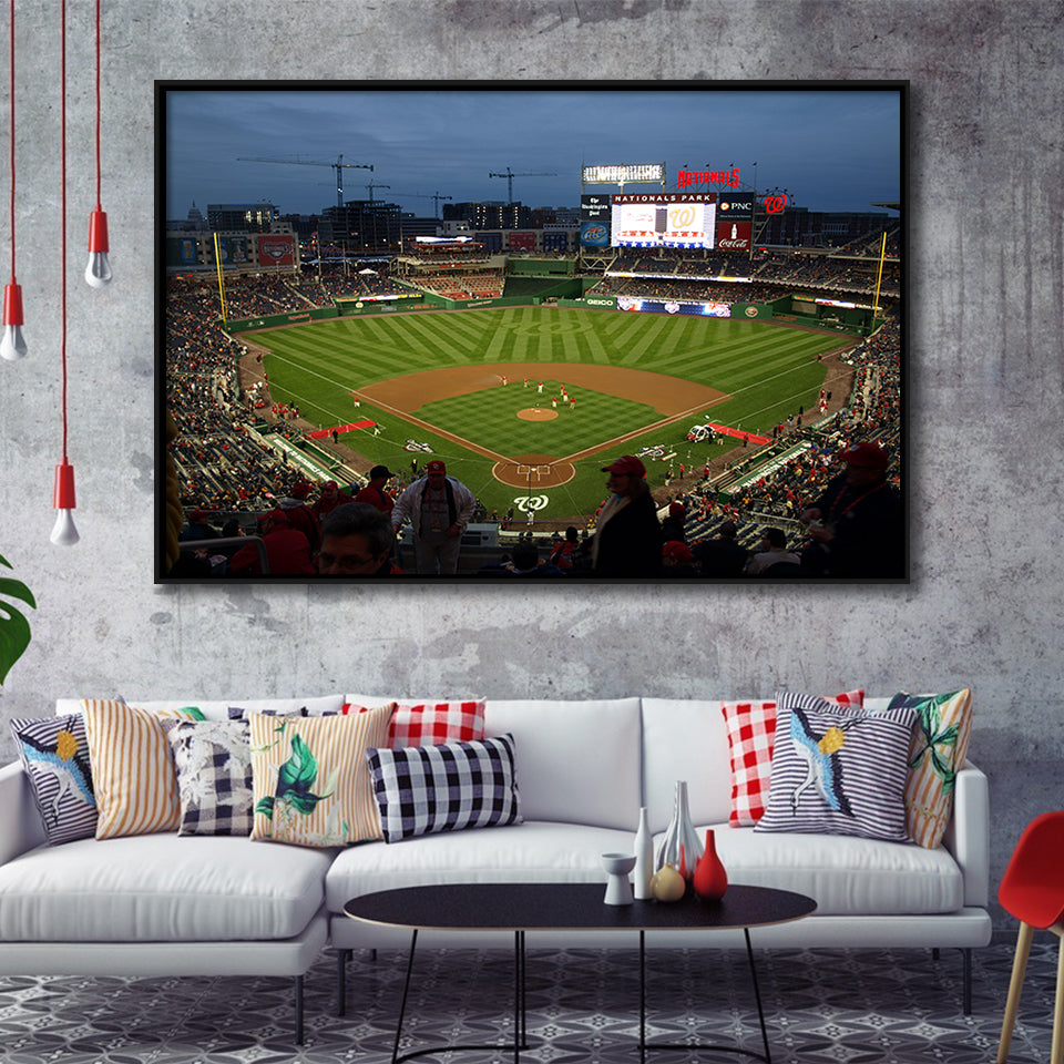 Nationals Park at Night, Stadium Canvas, Sport Art, Gift for him, Framed Canvas Prints Wall Art Decor, Framed Picture
