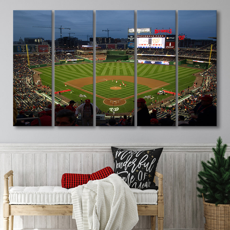 Nationals Park at Night, Stadium Canvas, Sport Art, Gift for him, Multi Panels B, Canvas Prints Wall Art Decor