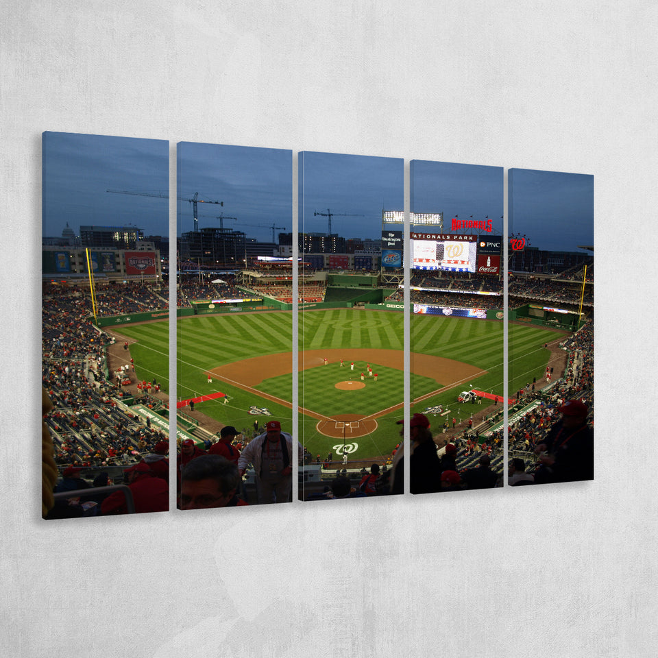 Nationals Park at Night, Stadium Canvas, Sport Art, Gift for him, Multi Panels B, Canvas Prints Wall Art Decor