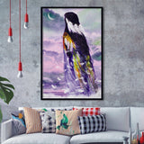 Native American Angel Woman Looking The Moon Framed Art Prints Wall Decor, Framed Picture, Large Picture