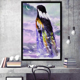 Native American Angel Woman Looking The Moon Framed Art Prints Wall Decor, Framed Picture, Large Picture