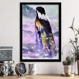 Native American Angel Woman Looking The Moon Framed Art Prints Wall Decor, Framed Picture, Large Picture