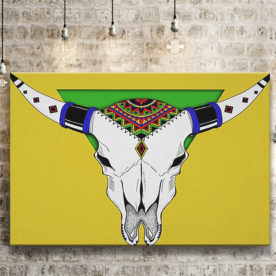 Native American Buffalo Skull American Indian Canvas Prints Wall Art - Painting Canvas, Painting Prints, Home Wall Decor, For Sale