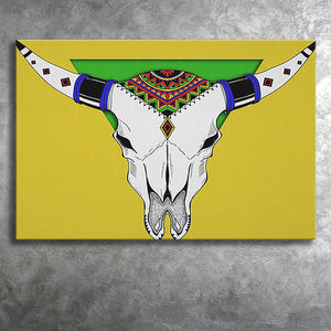 Native American Buffalo Skull American Indian Canvas Prints Wall Art - Painting Canvas, Painting Prints, Home Wall Decor, For Sale