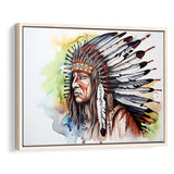 Native American Culuture Painting Ink Watercolor, Framed Canvas Prints Wall Art Decor, Floating Frame