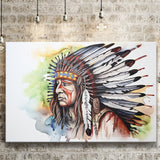 Native American Culuture Painting Ink Watercolor Canvas Prints Wall Art, Painting Art Home Decor