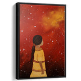 Native American Girl Galaxy Acrylic Painting Kids Gift Kids Art,Framed Canvas Prints,Floating Frame, Wall Art