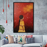 Native American Girl Galaxy Acrylic Painting Kids Gift Kids Art, Painting Art, Framed Art Prints Wall Decor