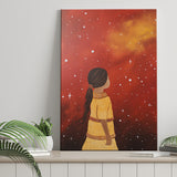 Native American Girl Galaxy Acrylic Painting Kids Gift Kids Art, Painting Art, Canvas Prints Wall Art Home Decor