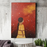 Native American Girl Galaxy Acrylic Painting Kids Gift Kids Art, Painting Art, Canvas Prints Wall Art Home Decor