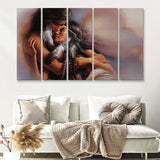Native American Lovers American Indian Art 5 Pieces B Canvas Prints Wall Art - Painting Canvas, Multi Panels, Wall Decor