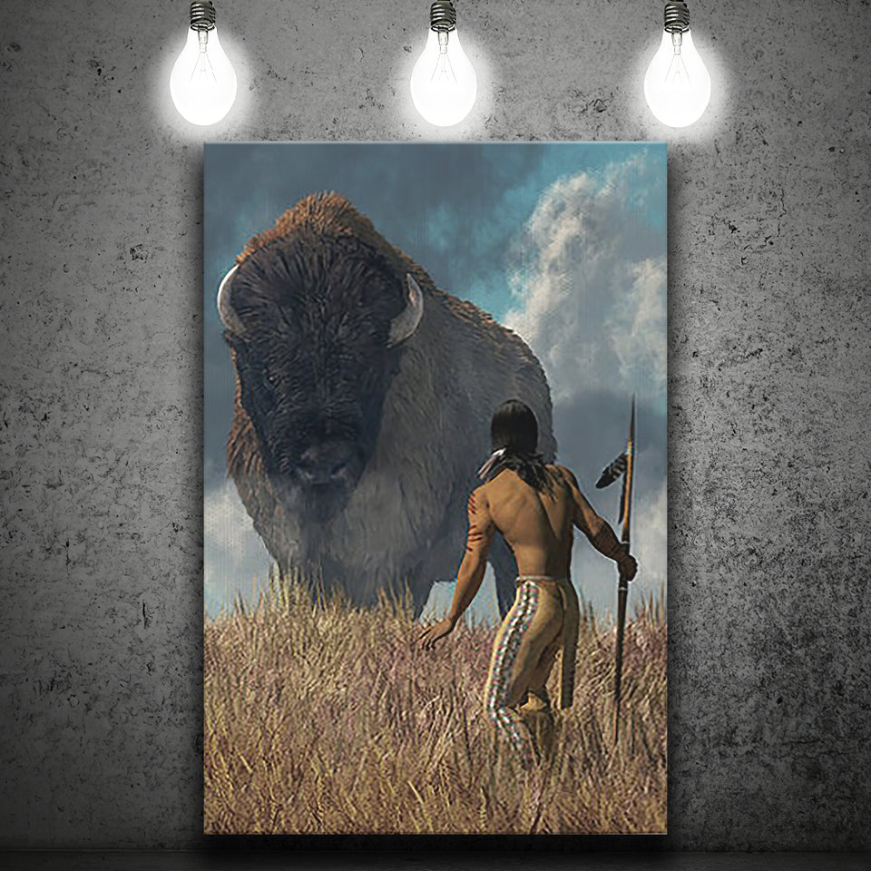 Native Indian Buffalo Hunters American Indian Canvas Prints Wall Art - Painting Canvas, Painting Prints, Home Wall Decor, For Sale