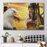 Native Indian Girl Eagle American Indian Canvas Prints Wall Art - Painting Canvas, Painting Prints, Home Wall Decor, For Sale