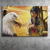 Native Indian Girl Eagle American Indian Canvas Prints Wall Art - Painting Canvas, Painting Prints, Home Wall Decor, For Sale