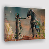 Native Indian Queen Warrior Horse American Indian Art Canvas Prints Wall Art - Painting Canvas, Painting Prints, Home Wall Decor, For Sale