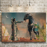 Native Indian Queen Warrior Horse American Indian Art Canvas Prints Wall Art - Painting Canvas, Painting Prints, Home Wall Decor, For Sale