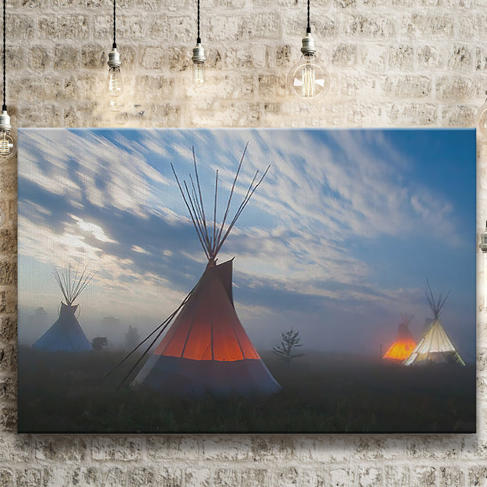 Native Indians Teepee Hut American Indian Canvas Prints Wall Art - Painting Canvas, Painting Prints, Home Wall Decor, For Sale