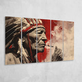 Native American Black And Red, 5 Panel B Canvas Prints Wall Art, Extra Large Canvas Decor