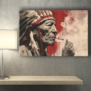 Native American Black And Red Canvas Prints Wall Art, Home Living Room Decor, Large Canvas