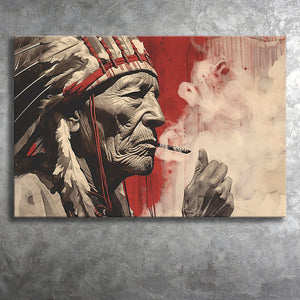 Native American Black And Red Canvas Prints Wall Art, Home Living Room Decor, Large Canvas