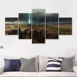 Native American Woman Fantasy Art 5 Pieces Canvas Prints Wall Art - Painting Canvas, Multi Panels, Wall Decor