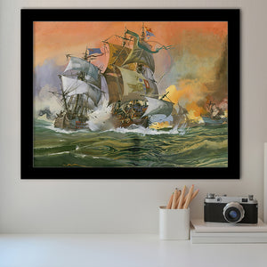 Naval Battle Scene Framed Art Prints Wall Decor - Painting Art, Framed Picture, Home Decor, For Sale