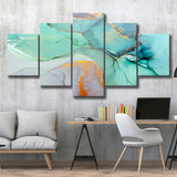 Navy Blue Wall Art 5 Piece Canvas Prints Wall Art Decor, Multi Panels, Mixed Canvas