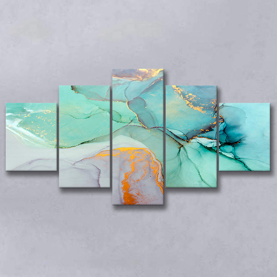 Navy Blue Wall Art 5 Piece Canvas Prints Wall Art Decor, Multi Panels, Mixed Canvas